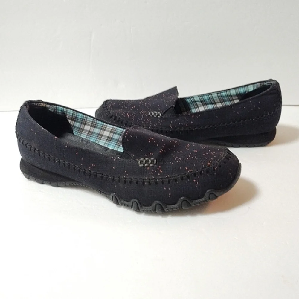 Womens Size 9 Skechers Bikers Cross Walk Shoes Slip On Black Canvas 48944